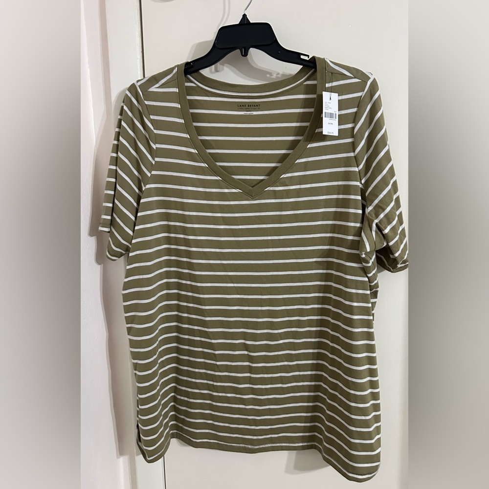 Lane Bryant Striped V-Neck Tee